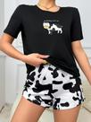 Conjunto de pijama feminino de duas peças, shorts de manga curta, elegante casual, novo design Conjunto de pijama feminino de duas peças, shorts de manga curta, elegante casual, novo design