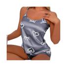 Conjunto de Pijama Feminino de Seda Gelada - Camisola e Shorts (P, M, G, GG) - Cinza e Rosa Conjunto de Pijama Feminino de Seda Gelada - Camisola e Shorts (P, M, G, GG) - Cinza e Rosa