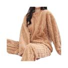 Conjunto De Pijama Feminino De Veludo Quente Para O Outono, Pullover E Calças Em Fleece Canelado,