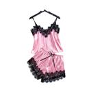 Conjunto De Pijama Feminino De Verão Em Seda E Cetim Com Decote Em V, Sem Mangas, Renda, Listras E Conjunto De Pijama Feminino De Verão Em Seda E Cetim Com Decote Em V, Sem Mangas, Renda, Listras E