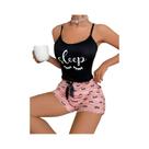 Conjunto De Pijama Feminino Em Seda Leiteira Estampada, Camisola Sem Mangas E Shorts, Confortável