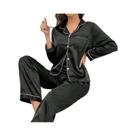 Conjunto De Pijama Feminino Em Seda Satin Com Camisas De Manga Longa E Calças, 2 Peças De Roupas De