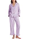 Conjunto de pijama feminino Flygo listrado 100% algodão roxo tamanho GG
