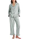 Conjunto de pijama feminino Flygo listrado 100% algodão verde escuro XXL Conjunto de pijama feminino Flygo listrado 100% algodão verde escuro XXL