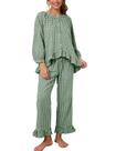 Conjunto de pijama feminino Flygo, xadrez, guingão, algodão, verde, tamanho XS Conjunto de pijama feminino Flygo, xadrez, guingão, algodão, verde, tamanho XS