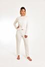 Conjunto de Pijama Feminino Manga Longa Canelado Inverno