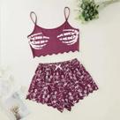 Conjunto De Pijama Feminino Preto Com Estampa De Caveira 2 Peças: Blusa De Manga Curta E Shorts
