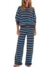 Conjunto de pijama feminino ReachMe listrado de tamanho grande com 2 peças