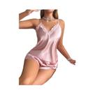 Conjunto De Pijama Feminino Sexy E Confortável Com Decote Em V E Detalhes Em Renda, 2 Peças Em Cor