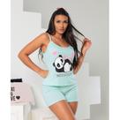 Conjunto de pijama feminino short e blusa estampada de alcinha