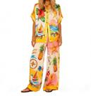 Conjunto de pijama feminino UEHCNFU com estampa de verão, 2 peças (amarelo/M)