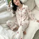 Conjunto De Pijama Feminino Verde De Manga Longa Com Renda E Seda Sintética, Loungewear Premium De