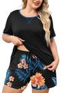 Conjunto de pijama feminino XAKALAKA azul havaiano plus size 4GG