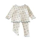 Conjunto De Pijama Floral De Algodão Para Bebês Meninas, Manga Comprida, Com Acabamento Em Renda, Conjunto De Pijama Floral De Algodão Para Bebês Meninas, Manga Comprida, Com Acabamento Em Renda,