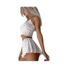 Conjunto De Pijama Floral Y2K Feminino Com Top Cropped De Malha Canelada E Shorts Com Renda