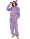 Conjunto de pijama Flygo feminino de lã fofa para lazer roxo XS