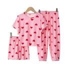 Conjunto de Pijama Infantil Feminino Verão - 3 Peças, Manga Curta e Calças Confortáveis
