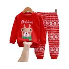 Conjunto De Pijama Infantil Vermelho Com Estampa De Desenho Animado, Confortável Para a Noite,