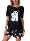 Conjunto de pijama Leevuyu Halloween feminino Scream Ghost Black L