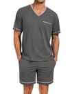 Conjunto de pijama Marvmys Summer, 2 peças, manga curta, cinza para homens