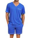 Conjunto de pijama masculino Marvmys, manga curta, de verão, azul royal, tamanho M