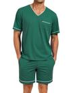 Conjunto de pijama masculino Marvmys, manga curta, de verão, verde, tamanho L