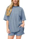 Conjunto de pijama OLAPTA, camiseta feminina listrada de tamanho grande e calças largas