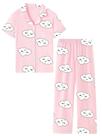 Conjunto de pijama QZH.DUAO 100% algodão para meninas de 9 a 10 anos Pink Cloud