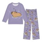 Conjunto de pijama senya Cute Capybara Flying para crianças de 3 a 11 anos