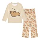 Conjunto de pijama senya Cute Capybara Sleeping 2 peças de 3 a 11 anos