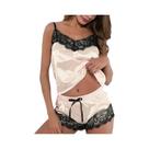 Conjunto De Pijama Sexy De Renda Sem Mangas Para Mulheres, Verão, Dois Peças, Shorts De Renda, Roupa