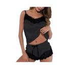 Conjunto De Pijama Sexy De Renda Sem Mangas Para Mulheres, Verão, Dois Peças, Shorts De Renda, Roupa