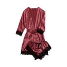 Conjunto de Pijama Sexy Feminino em Cetim - 4 Peças com Roupão Conjunto de Pijama Sexy Feminino em Cetim - 4 Peças com Roupão
