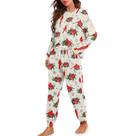 Conjunto de pijama TOFRIMADE Christmas para mulheres com estampa floral vermelha