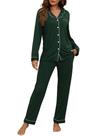 Conjunto de pijama verde ZMJ, camisa de manga comprida e calça de pijama para mulheres Conjunto de pijama verde ZMJ, camisa de manga comprida e calça de pijama para mulheres