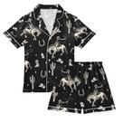 Conjunto de pijama Vozoza Cactus Cowboy Western Silk Black 11-12 anos
