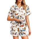 Conjunto de pijama WELLINZER Cute Dachshund Silk Satin para mulheres