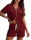 Conjunto de pijama ZMJ, conjunto de lounge de 2 peças para mulheres, vinho tinto, tamanho L Conjunto de pijama ZMJ, conjunto de lounge de 2 peças para mulheres, vinho tinto, tamanho L