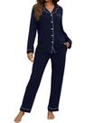 Conjunto de pijama ZMJ Nursing, camisa e calça de manga comprida Navy M