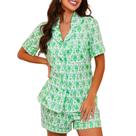 Conjunto de pijamas Ammiko Y2K Monkey Beach de manga curta verde S feminino