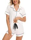 Conjunto de pijamas Anjue White Button Down Bride para mulheres