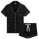 Conjunto de pijamas Cherrydew Bamboo Viscose Button Down preto GG feminino