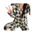 Conjunto De Pijamas Coreanos De Manga Longa Para Mulheres, Roupas De Casa Para Meninas, Estudantes E