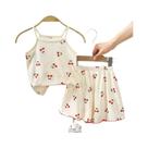 Conjunto De Pijamas De Algodão Para Meninas Com Estampa De Cereja, Sem Mangas, Verão, 2 Peças