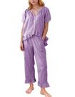 Conjunto de pijamas de algodão xadrez Flygo para mulheres, roxo, tamanho XXL