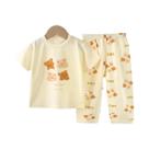 Conjunto de pijamas de bebê de verão de algodão de manga curta infantil roupas infantis