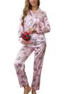 Conjunto de pijamas de Natal Pijamigols para mulheres rosa acetinado S