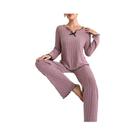 Conjunto De Pijamas De Plush Quente Para Mulheres Outono Inverno Com Camisa De Manga Longa E Calças