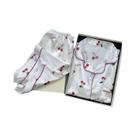 Conjunto De Pijamas De Seda Com Estampa De Cereja Para Mulheres, Camisa De Manga Curta E Shorts,
