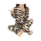 Conjunto De Pijamas De Veludo Coral Com Listras De Zebra Para Mulheres, Aconchegante E Quente Para